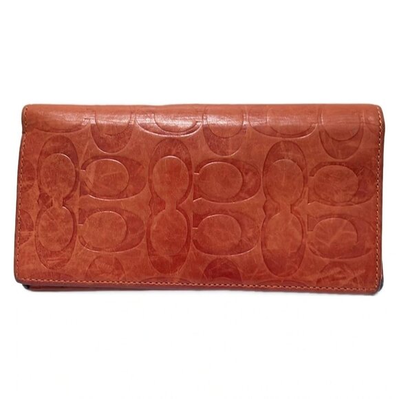 COACH Signature - Red Leather Long Wallet - Picture 1 of 5